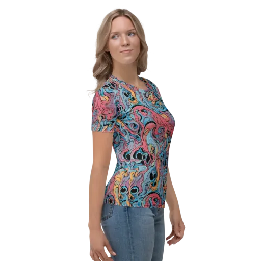 Electric Puddle on a Women's Crew Neck T-Shirt