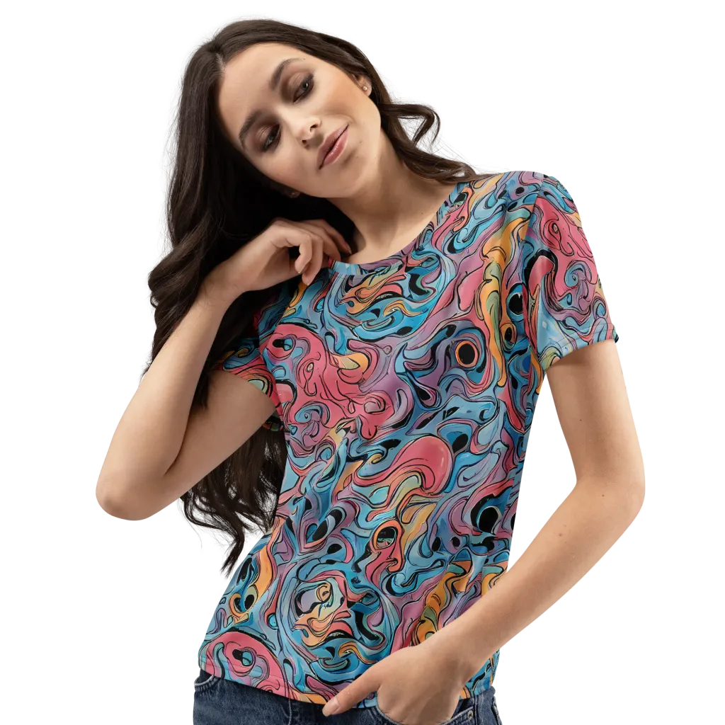 Electric Puddle on Women's Crew Neck T-Shirt — Left Front