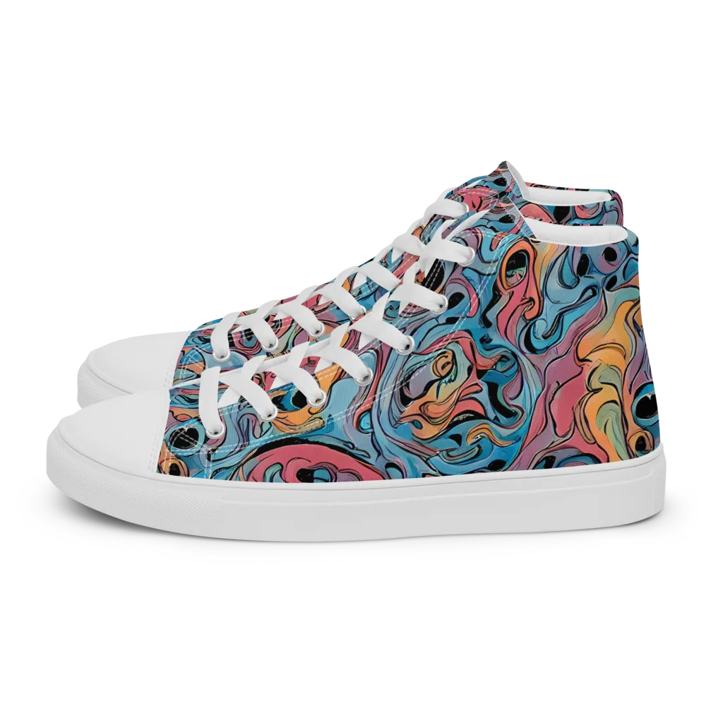 Electric Puddle on Women's High Top Canvas Shoes — Left