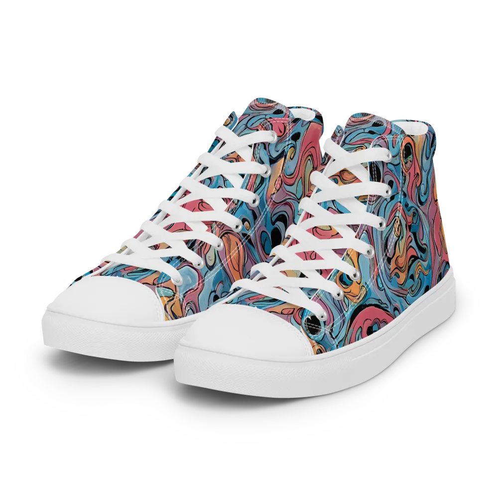Electric Puddle on Women's High Top Canvas Shoes — Left Front