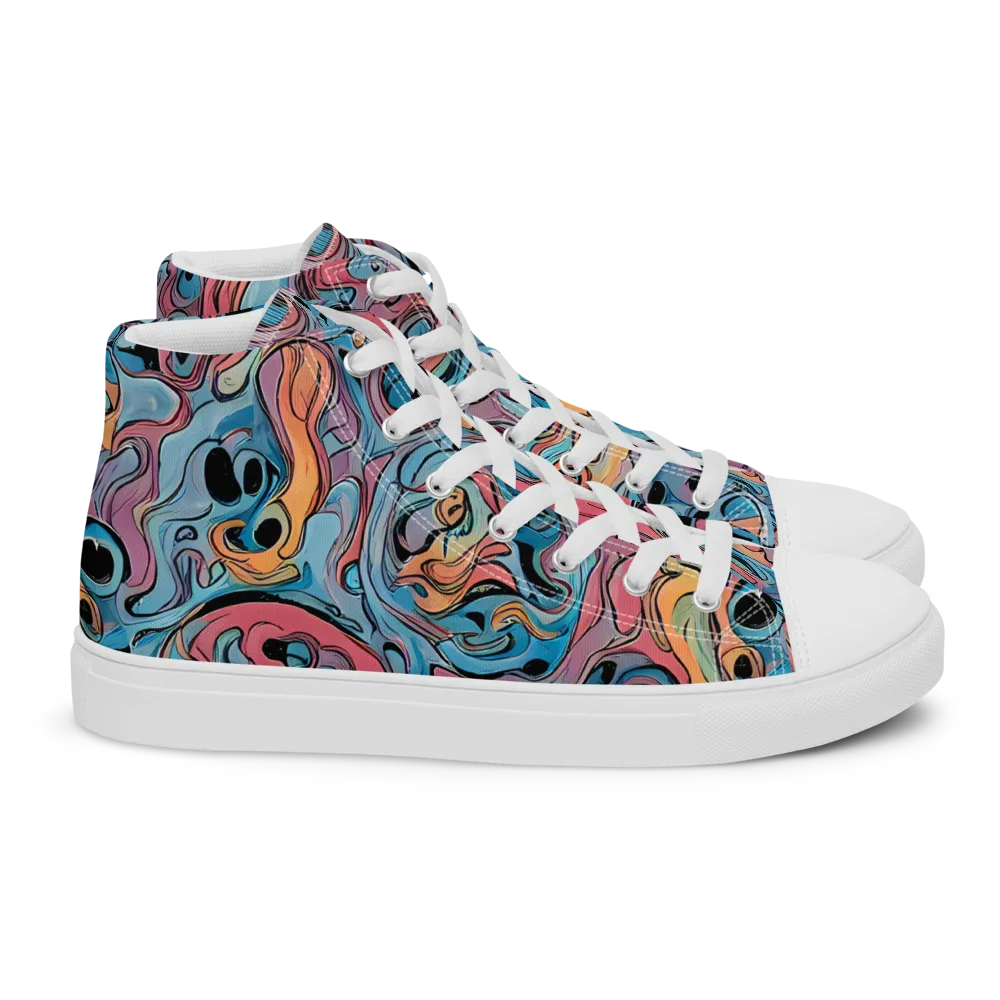 Electric Puddle on Women's High Top Canvas Shoes — Right