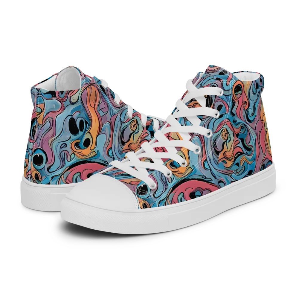 Electric Puddle on Women's High Top Canvas Shoes — Left