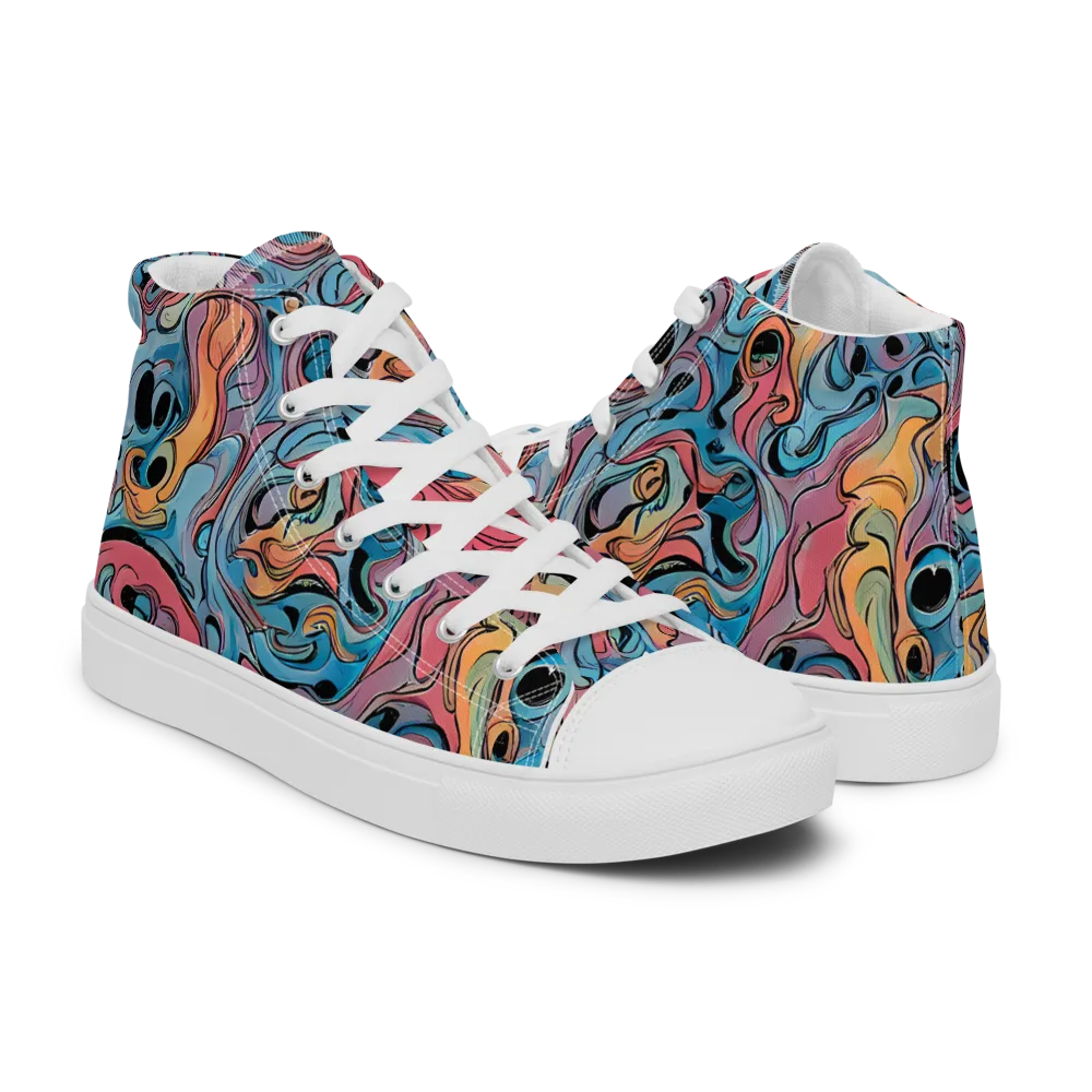 Electric Puddle on Women's High Top Canvas Shoes — Right