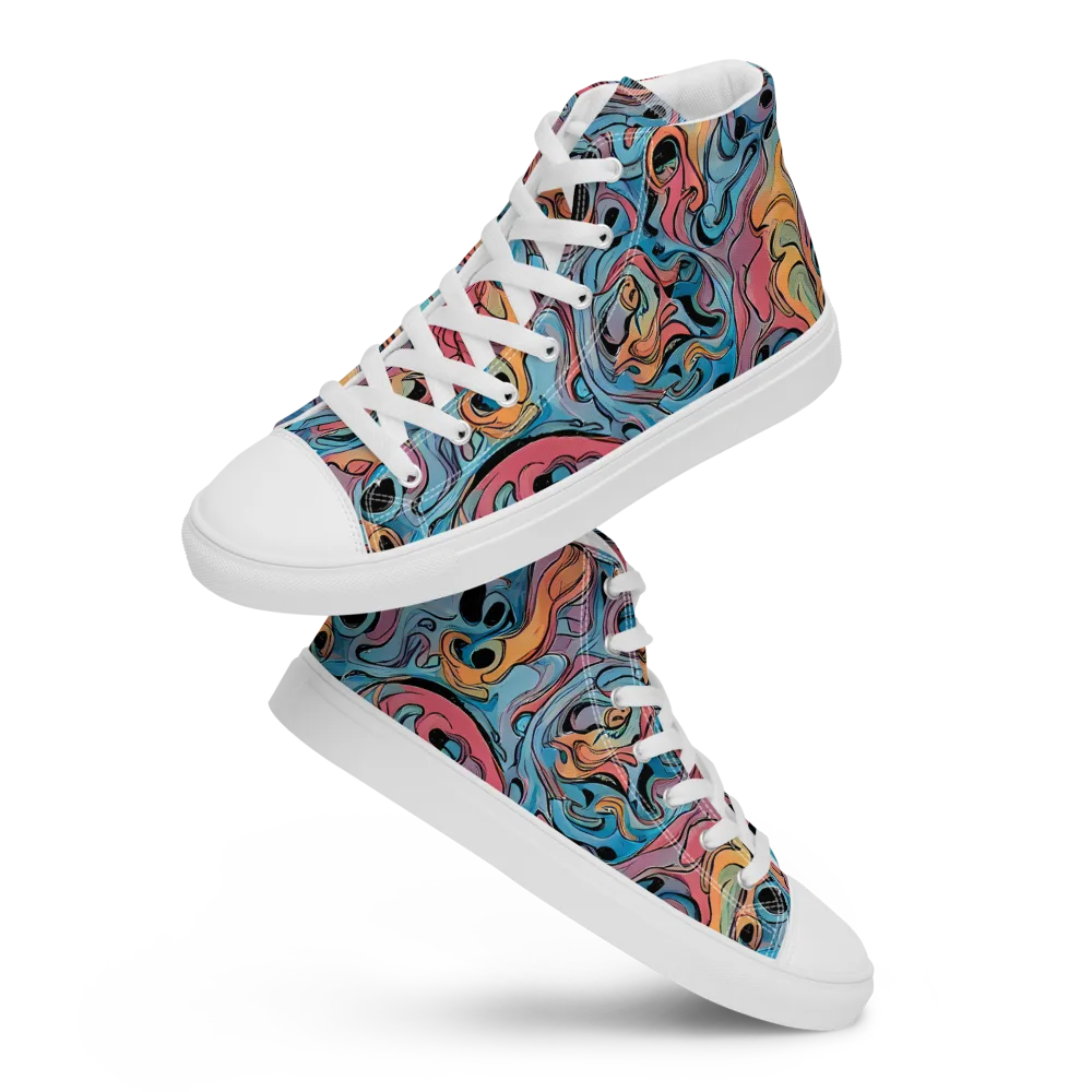 Electric Puddle on Women's High Top Canvas Shoes — Front