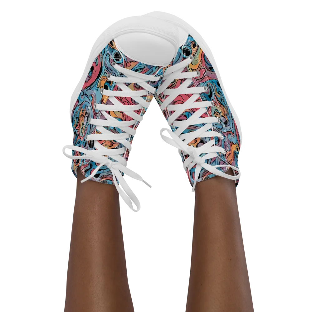 Electric Puddle on Women's High Top Canvas Shoes — Front