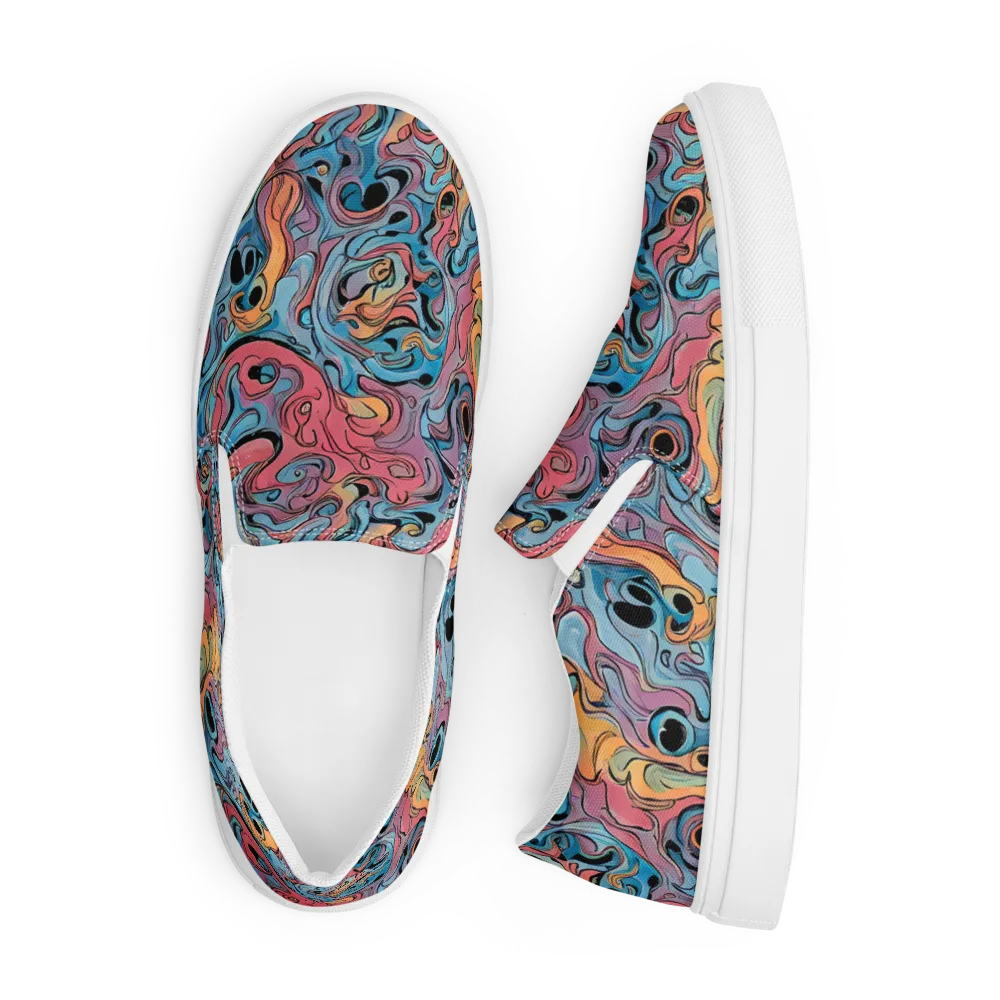 Electric Puddle on Men's Slip-On Canvas Shoes — Front