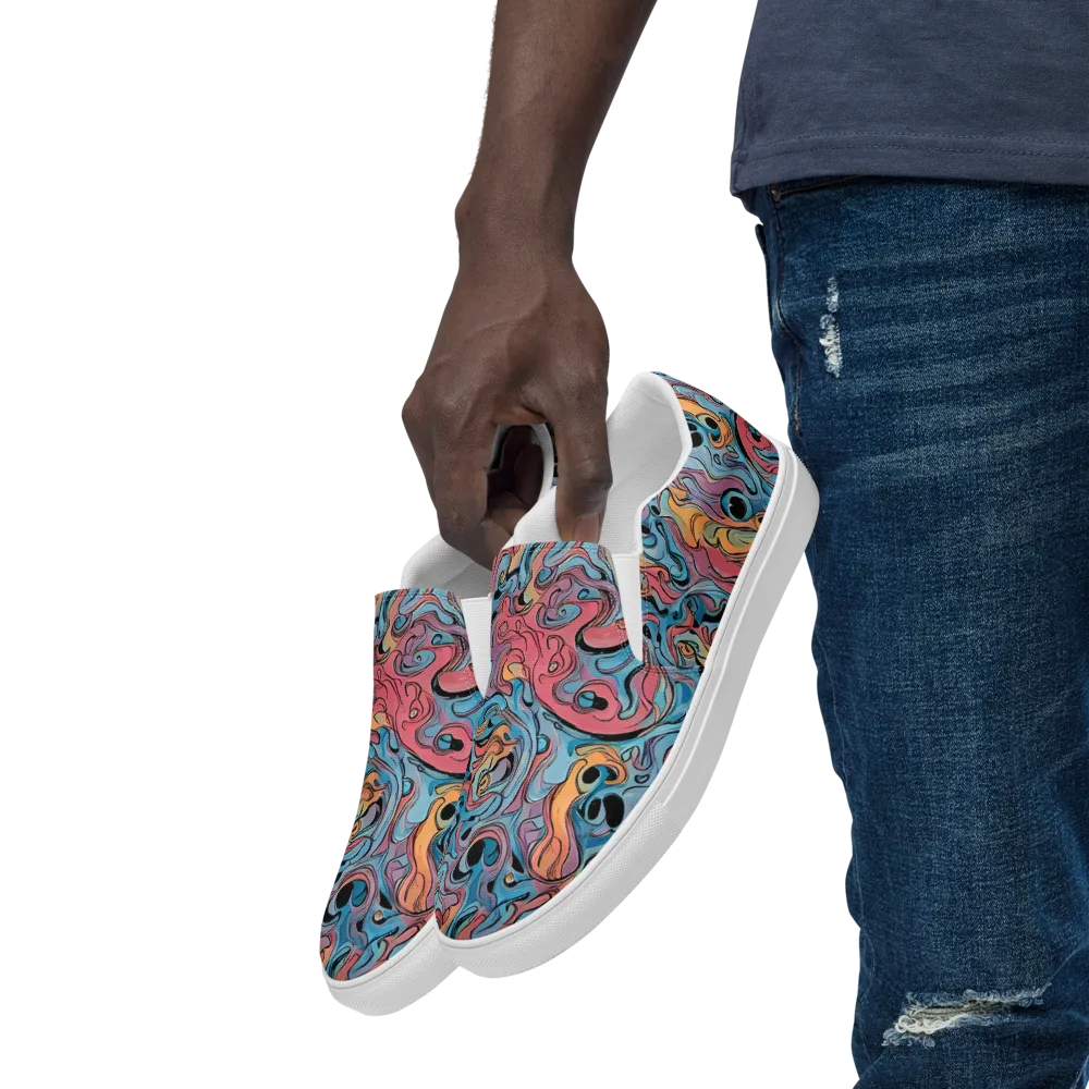 Electric Puddle on Men's Slip-On Canvas Shoes — Left Front