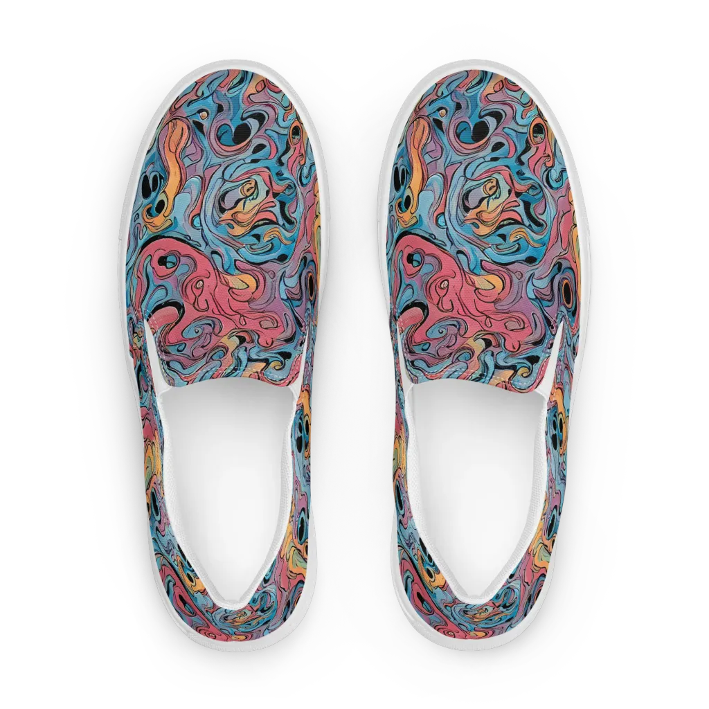 Electric Puddle on Women's Slip-On Canvas Shoes — Front