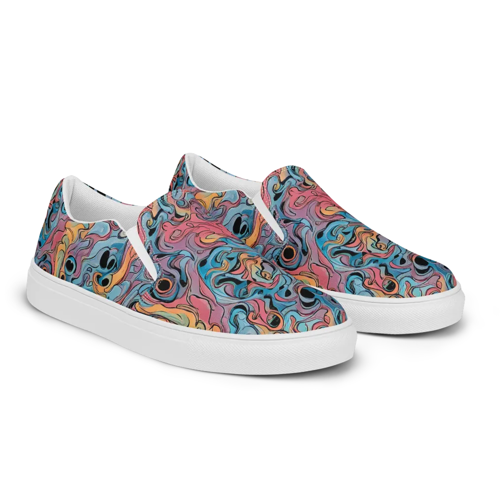 Electric Puddle on Women's Slip-On Canvas Shoes — Right Front