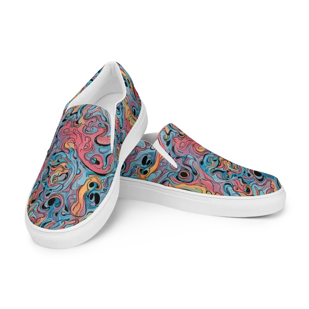 Electric Puddle on Women's Slip-On Canvas Shoes — Left Front