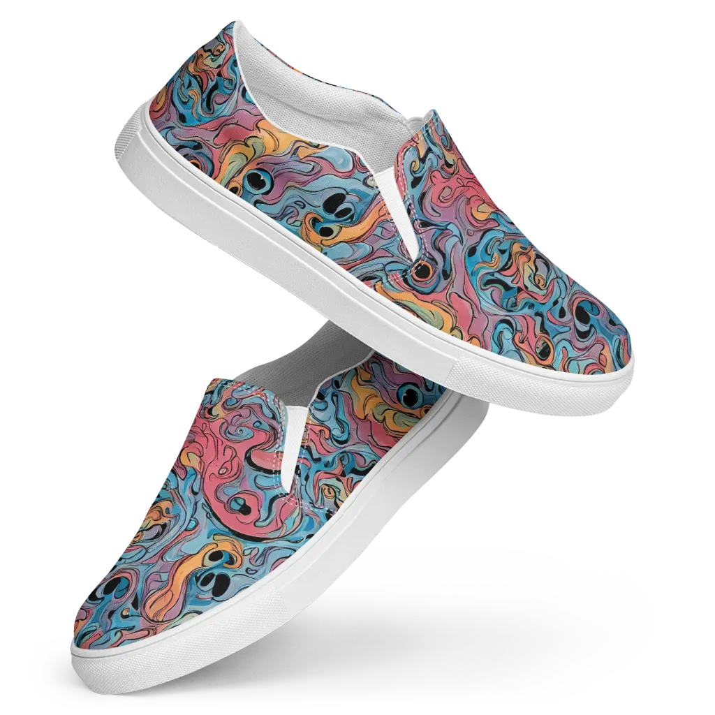 Electric Puddle on Women's Slip-On Canvas Shoes — Front