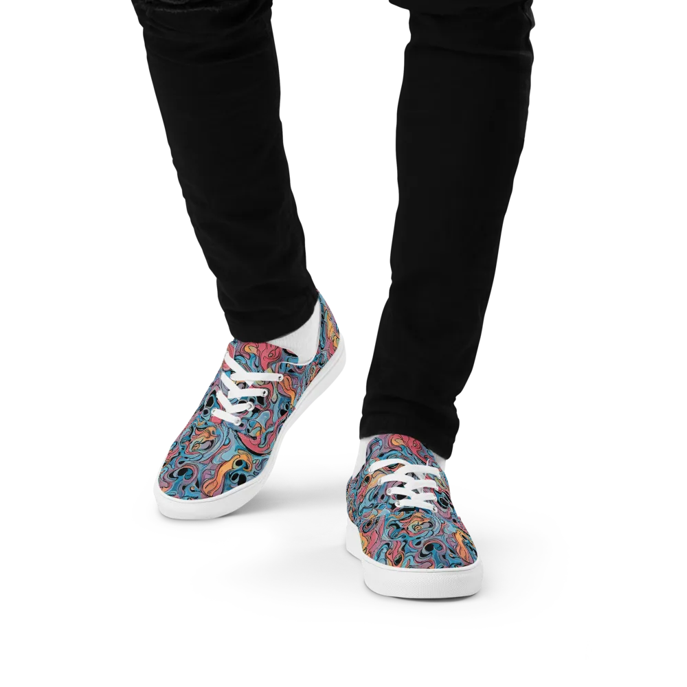 Electric Puddle on Men's Lace-Up Canvas Shoes — Front