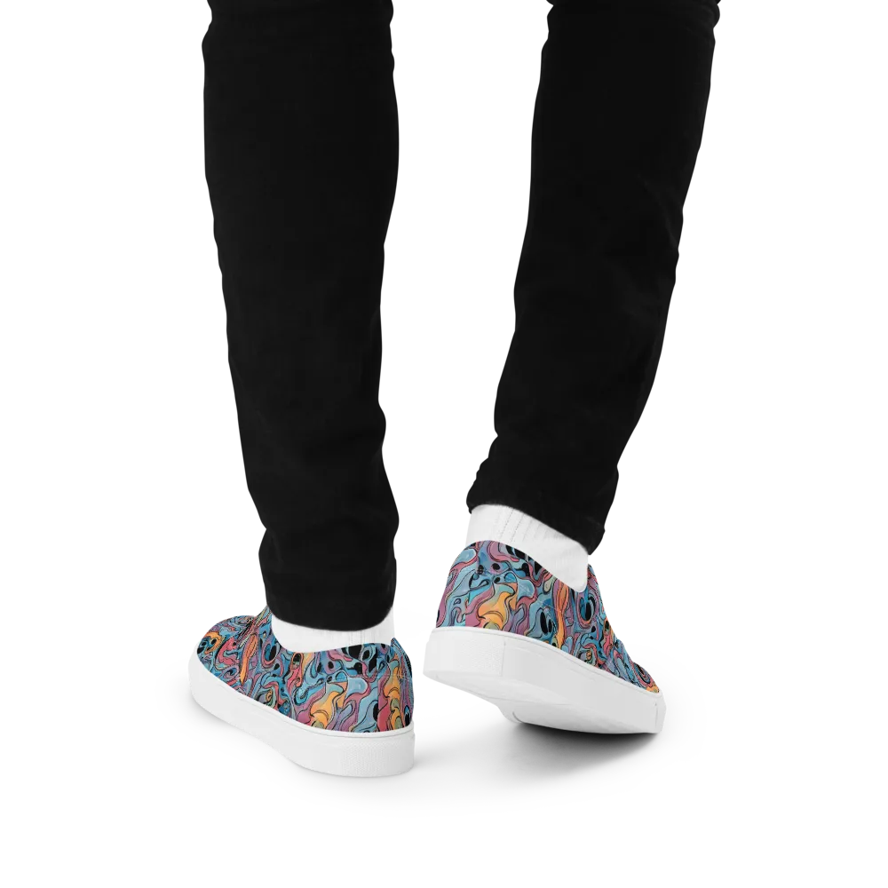 Electric Puddle on Men's Lace-Up Canvas Shoes — Back