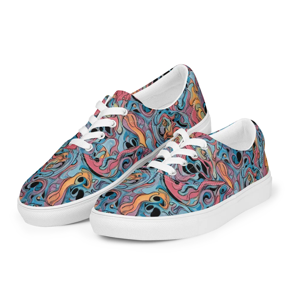 Electric Puddle on Men's Lace-Up Canvas Shoes — Left Front