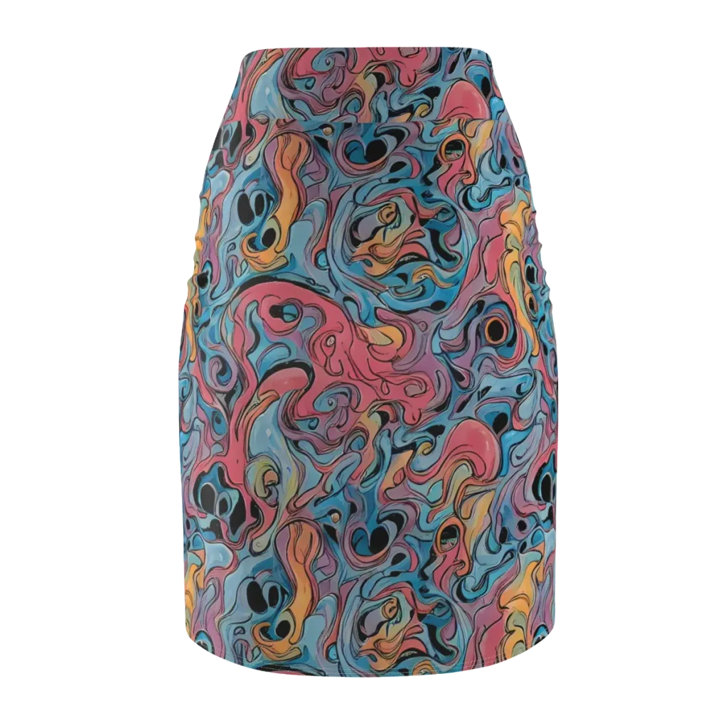 Electric Puddle on Pencil Skirt — Back