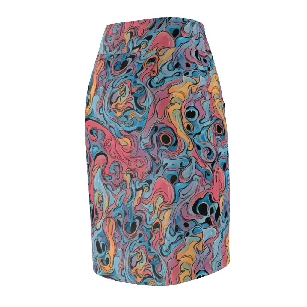 Electric Puddle on Pencil Skirt — Back Side