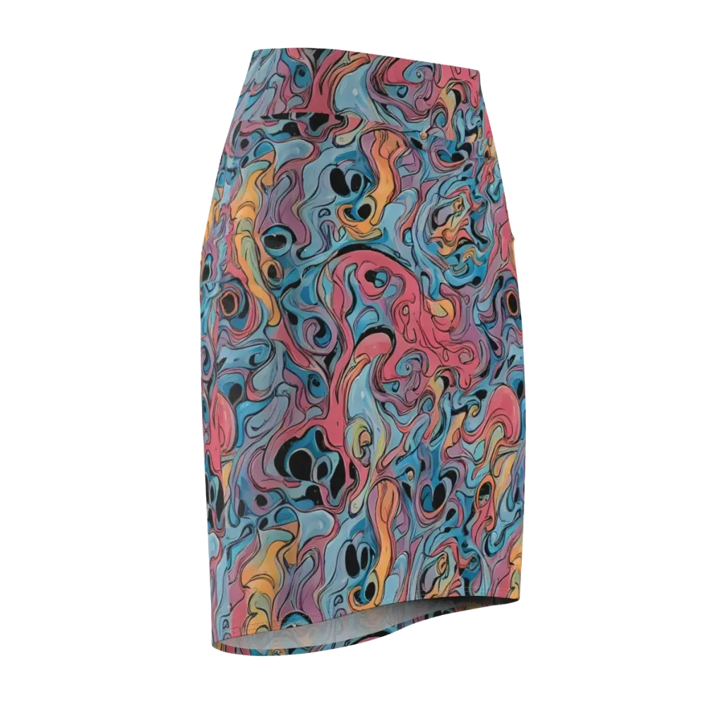 Electric Puddle on Pencil Skirt — Front Side