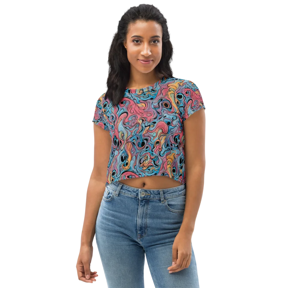 Electric Puddle on Crop Tee — Front
