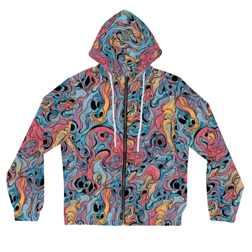 Electric Puddle on a Women's Full-Zip Hoodie