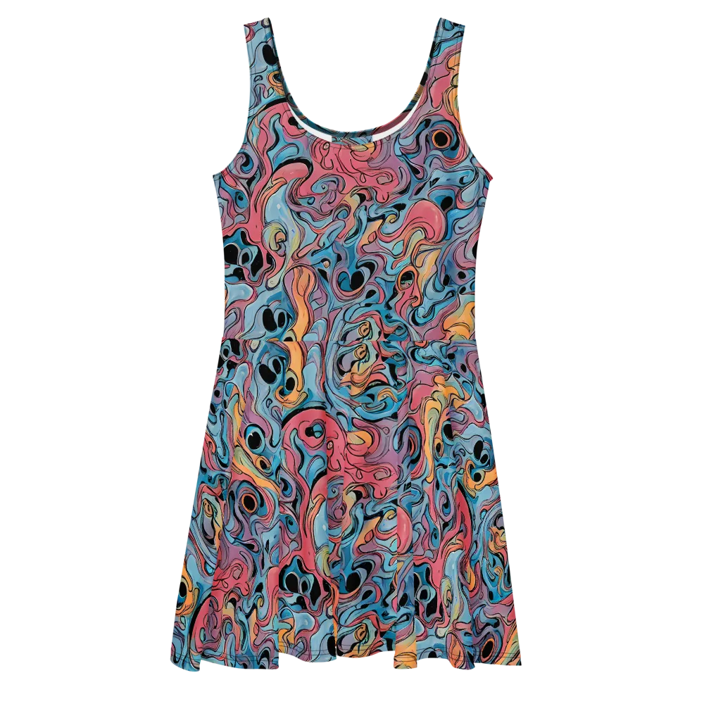 Electric Puddle on Skater Dress — Front