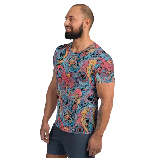 Electric Puddle on a Men's Athletic T-Shirt