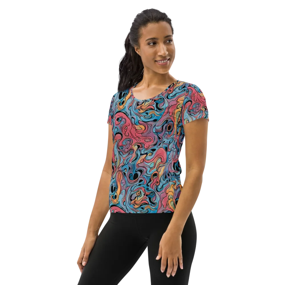 Electric Puddle on Women's Athletic T-Shirt — Left