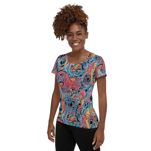 Electric Puddle on a Women's Athletic T-Shirt