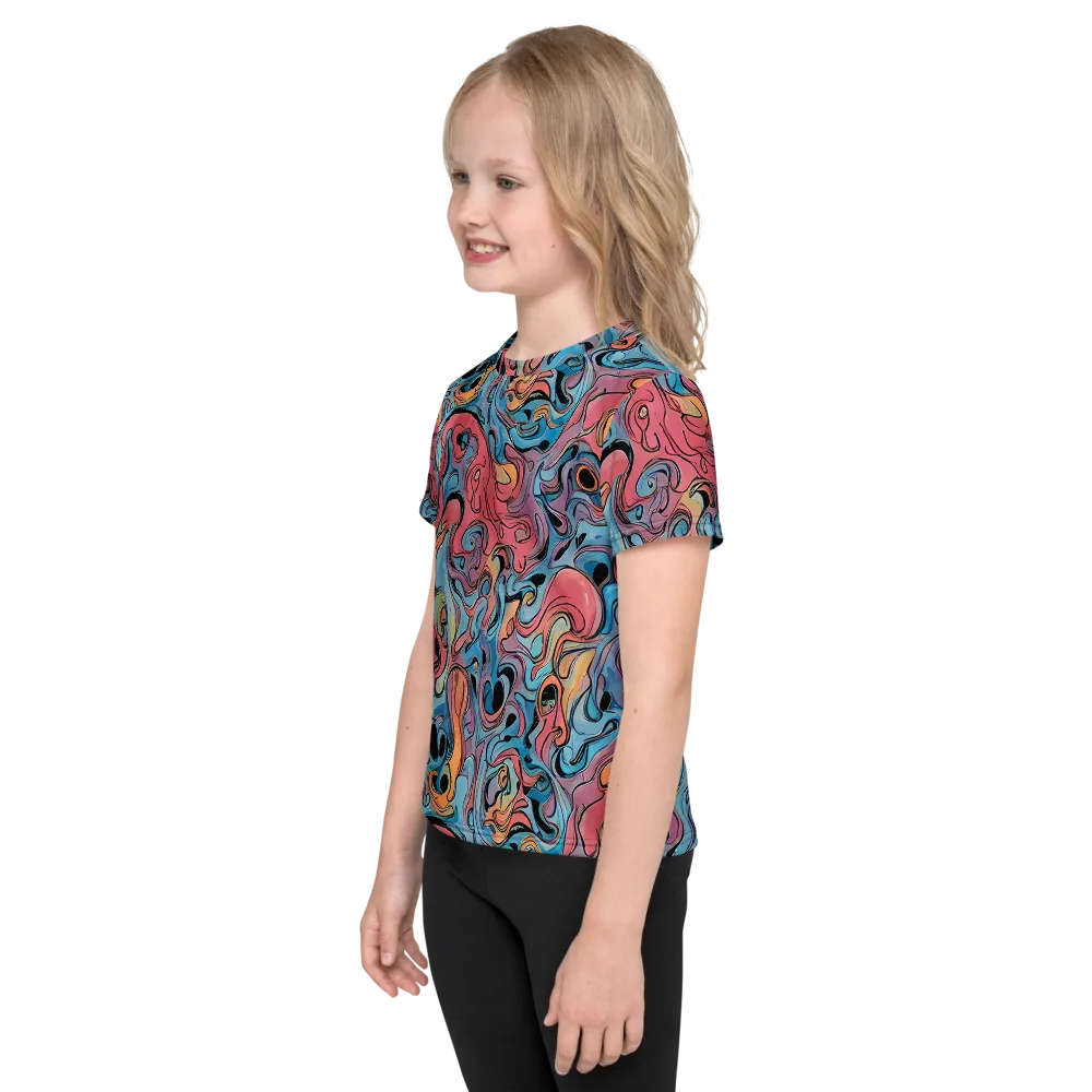 Electric Puddle on Kids Crew Neck T-Shirt — Left
