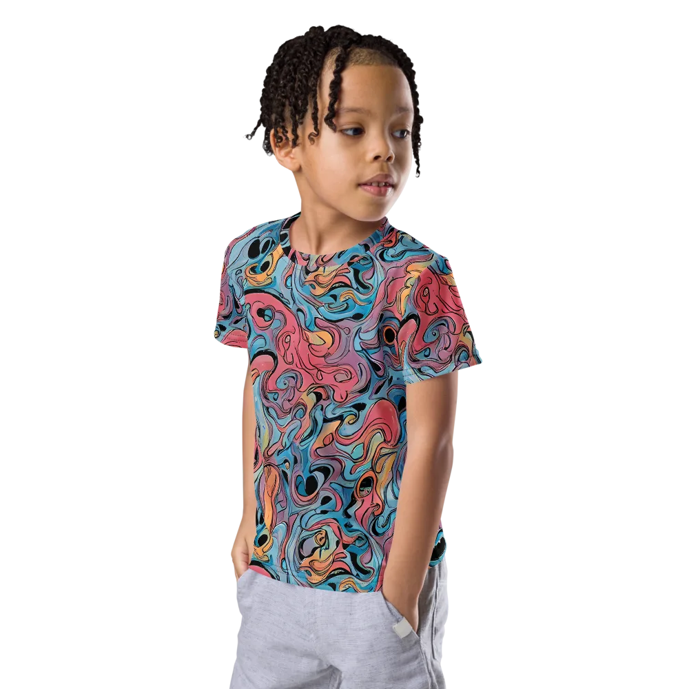 Electric Puddle on Kids Crew Neck T-Shirt — Left Front