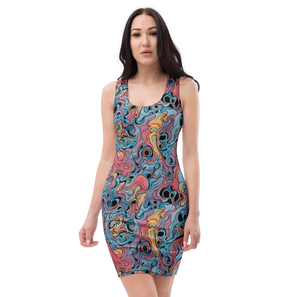 Electric Puddle on Bodycon Dress — Front
