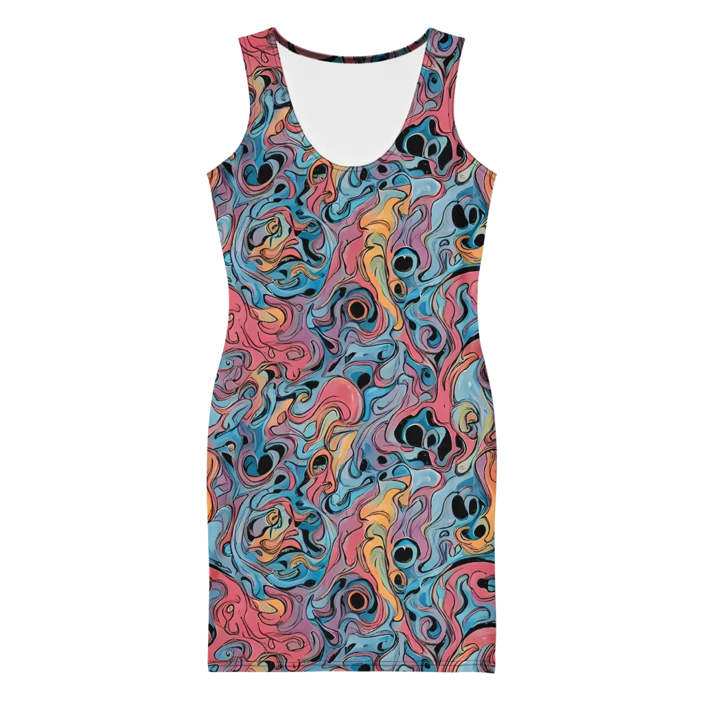 Electric Puddle on Bodycon Dress — Front