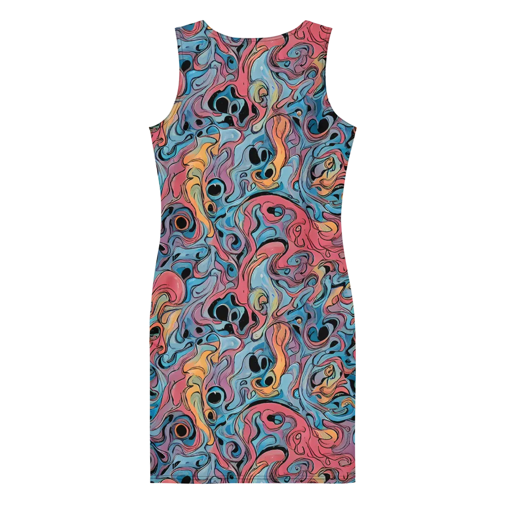 Electric Puddle on Bodycon Dress — Back