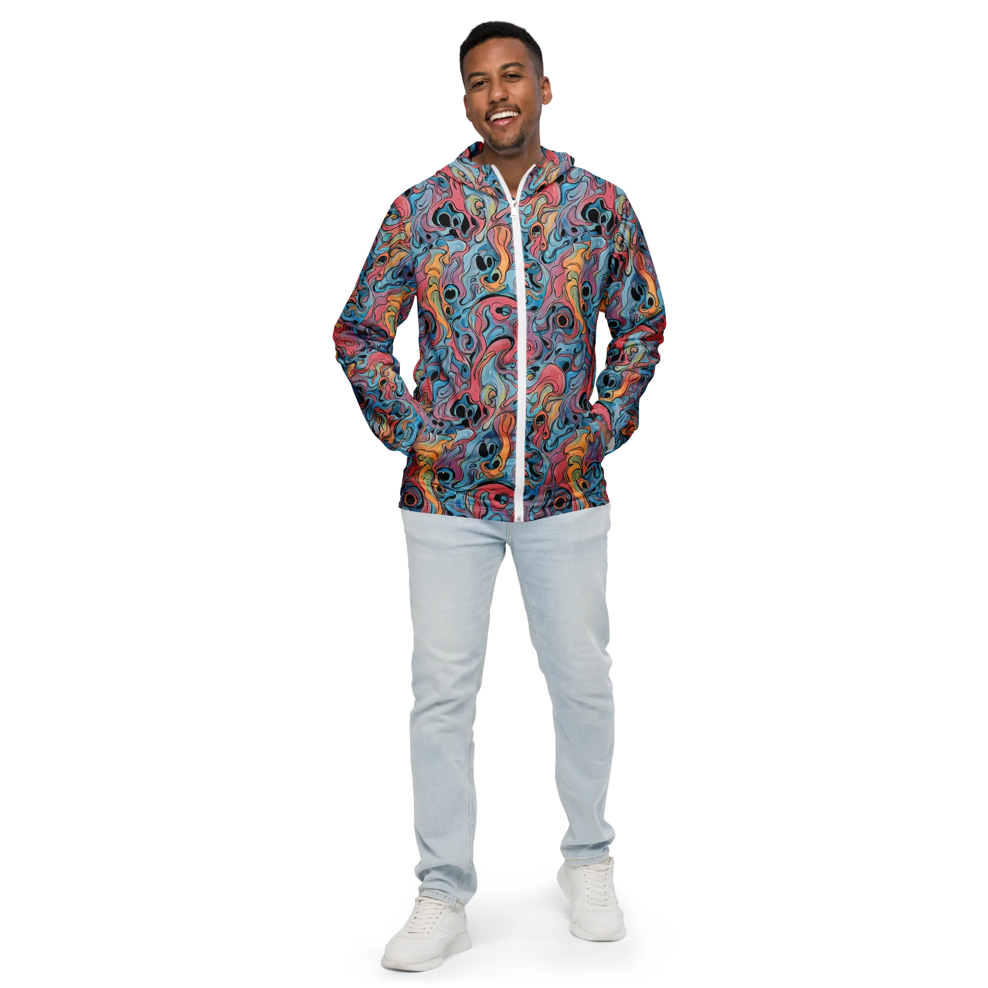 Electric Puddle on Men's Windbreaker — Front
