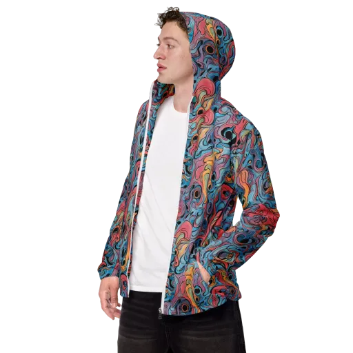 Electric Puddle on a Men's Windbreaker