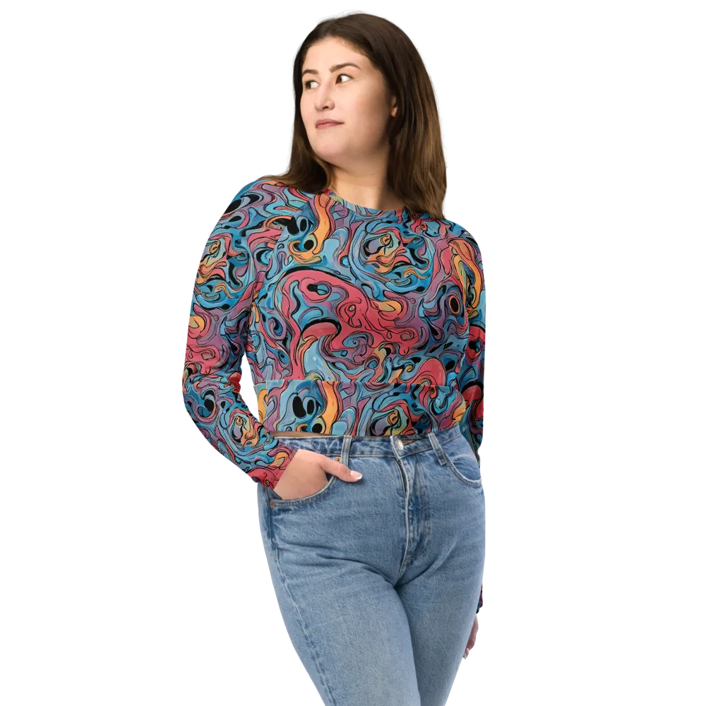 Electric Puddle on Long Sleeve Crop Top — Front