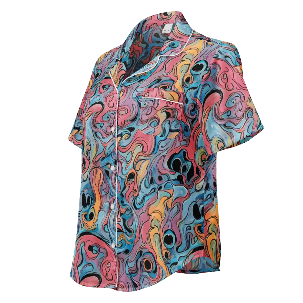 Electric Puddle on Women's Short Sleeve Pajama Top — Left Front