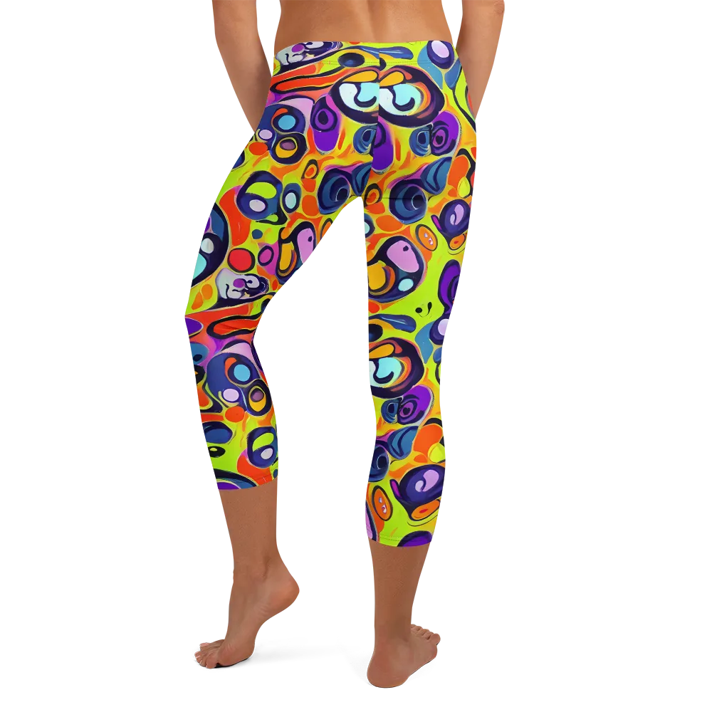 Psychedelic Pebbles on Capri Leggings — Back