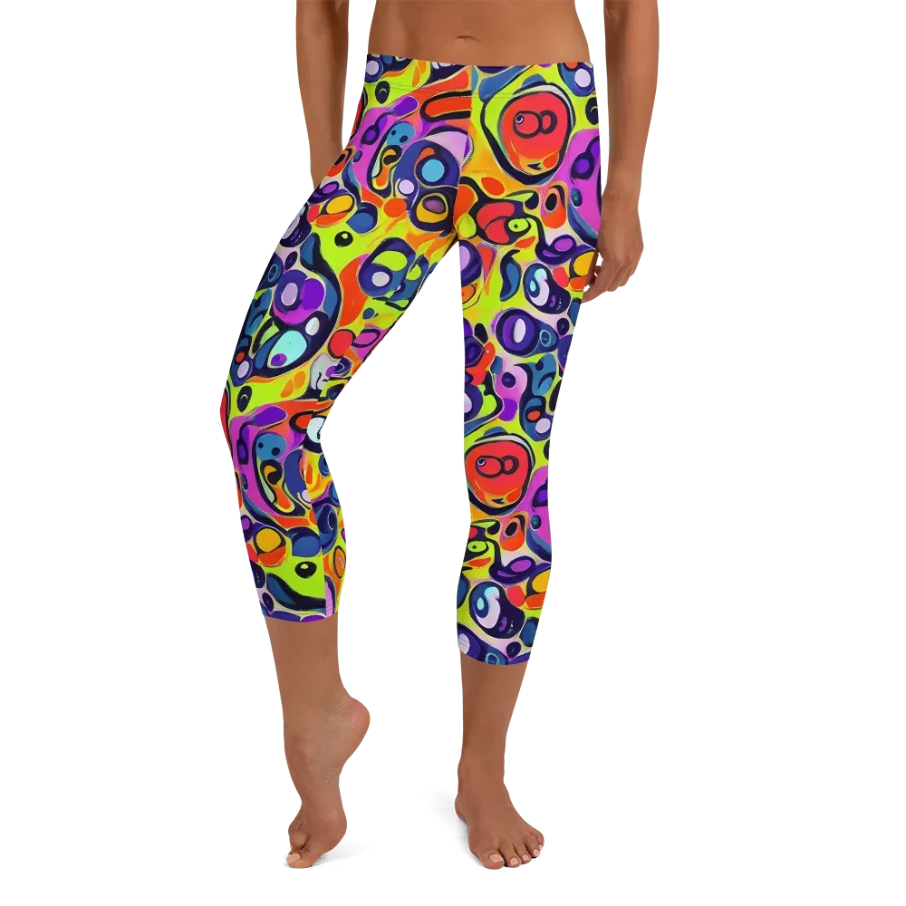 Psychedelic Pebbles on Capri Leggings — Front