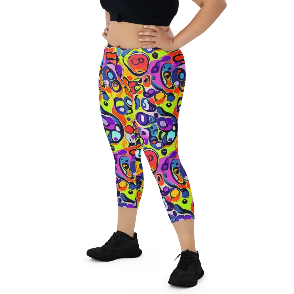 Psychedelic Pebbles on Capri Leggings — Front