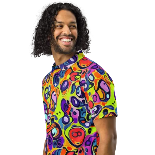 Psychedelic Pebbles on a Men's Slim Fit Polo Shirt