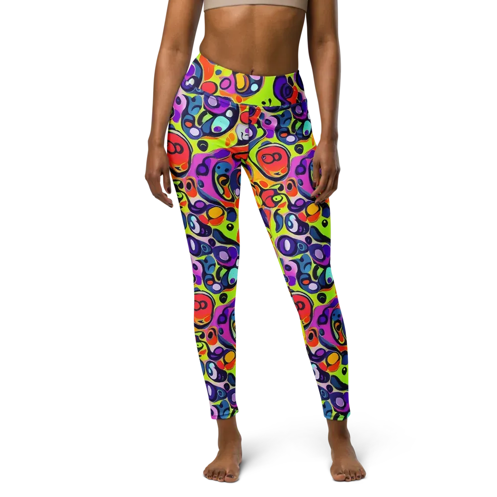 Psychedelic Pebbles on Yoga Leggings — Front