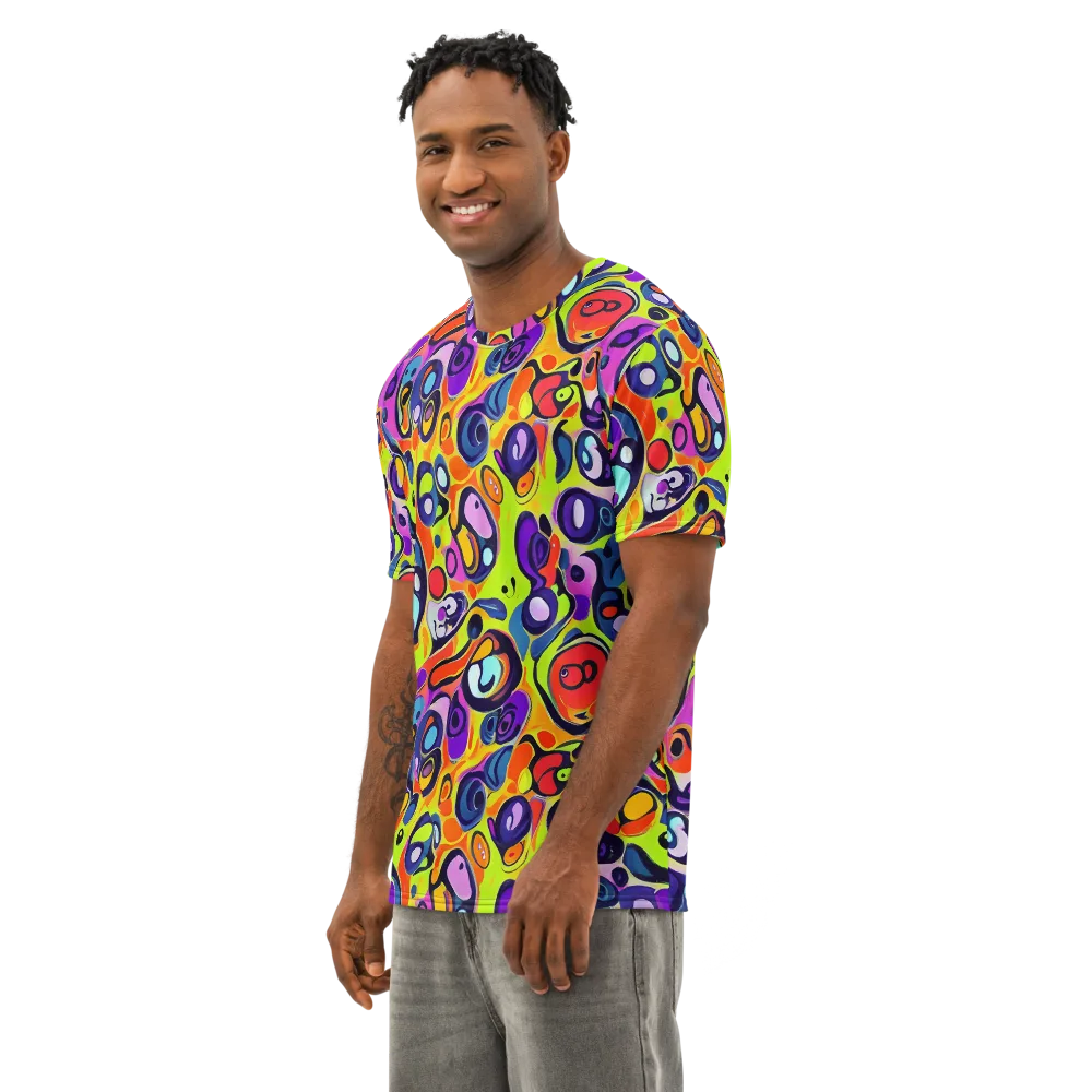 Psychedelic Pebbles on Men's Cotton Crew Neck T-Shirt — Left Front