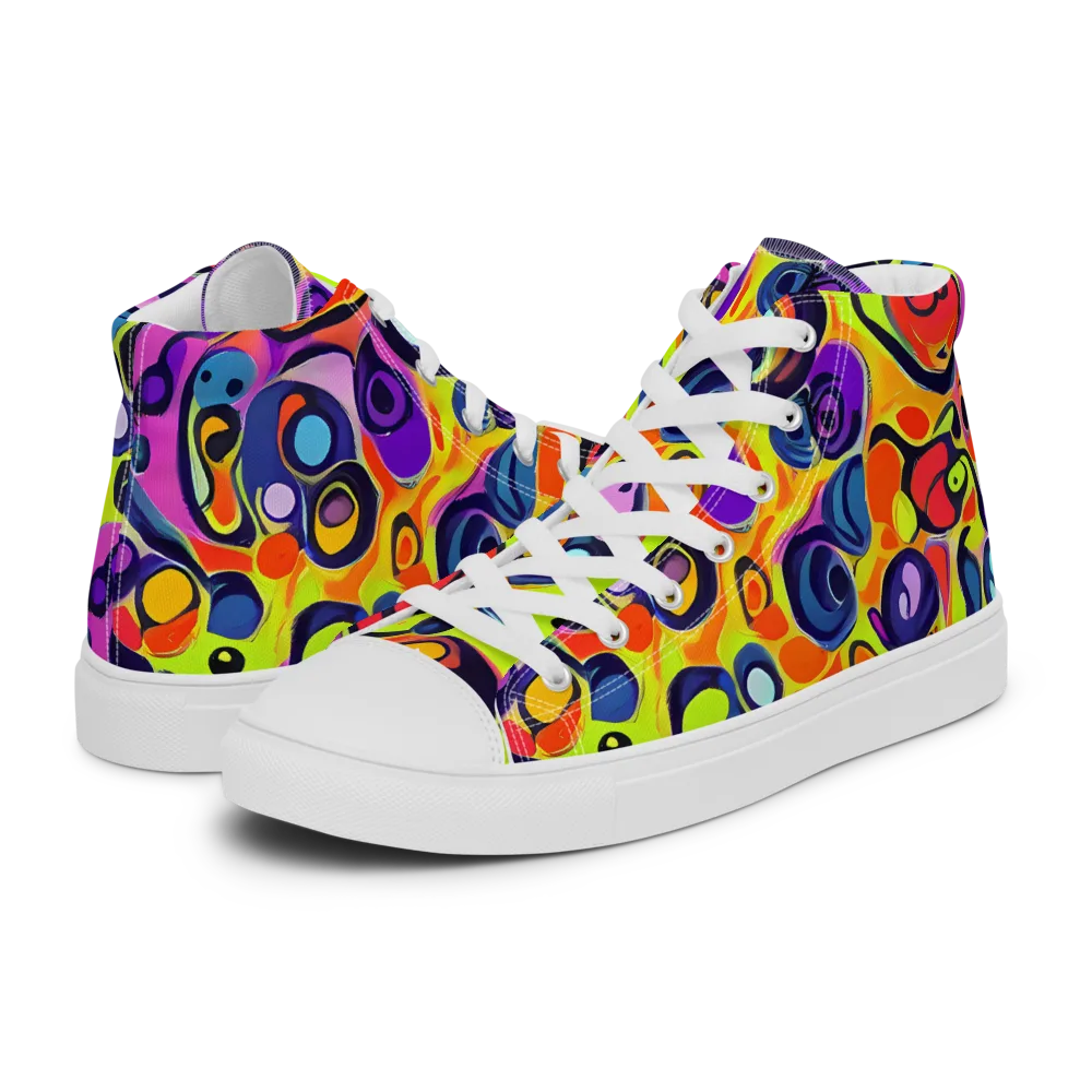 Psychedelic Pebbles on Men's High Top Canvas Shoes — Left