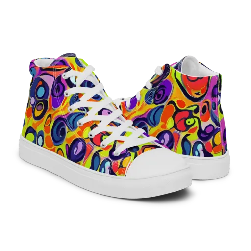 Psychedelic Pebbles on a Men's High Top Canvas Shoes