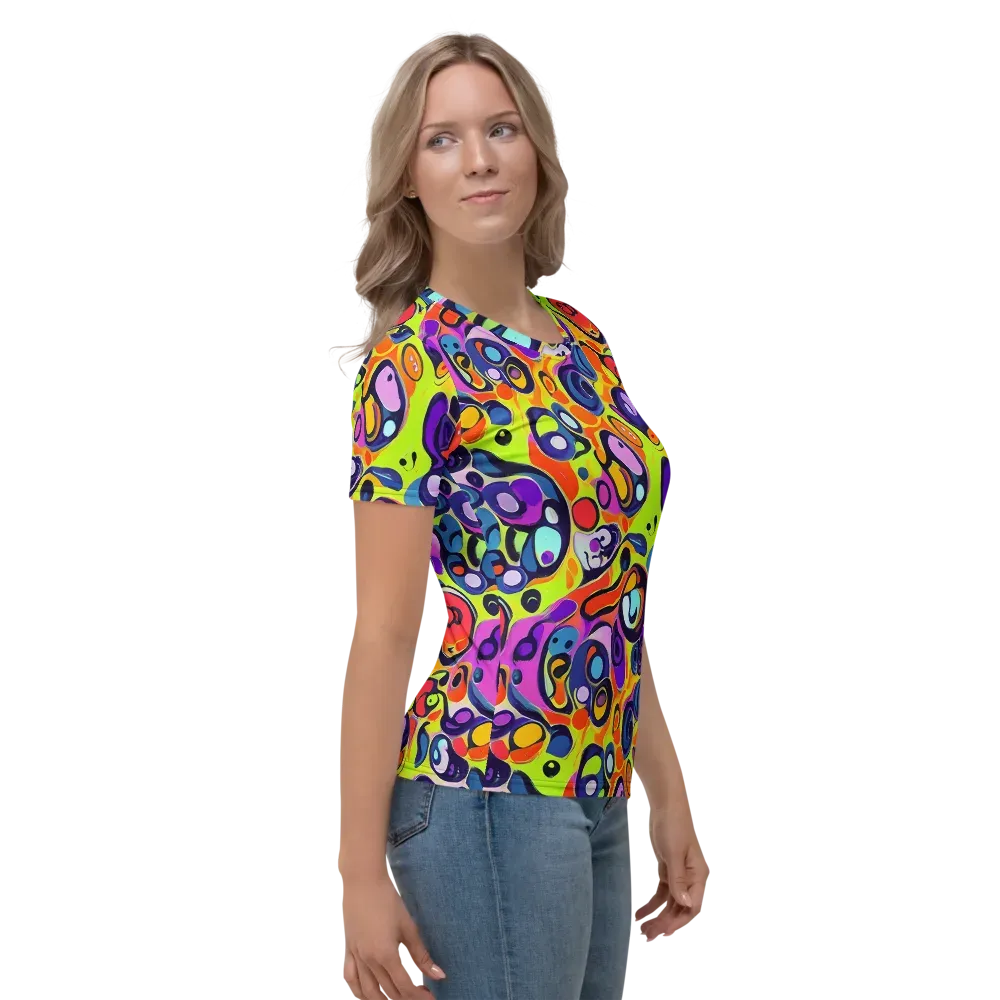 Psychedelic Pebbles on Women's Crew Neck T-Shirt — Right