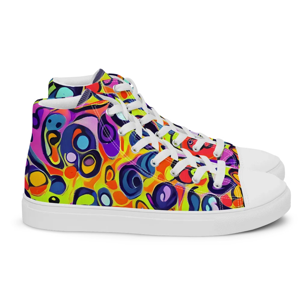 Psychedelic Pebbles on Women's High Top Canvas Shoes — Right