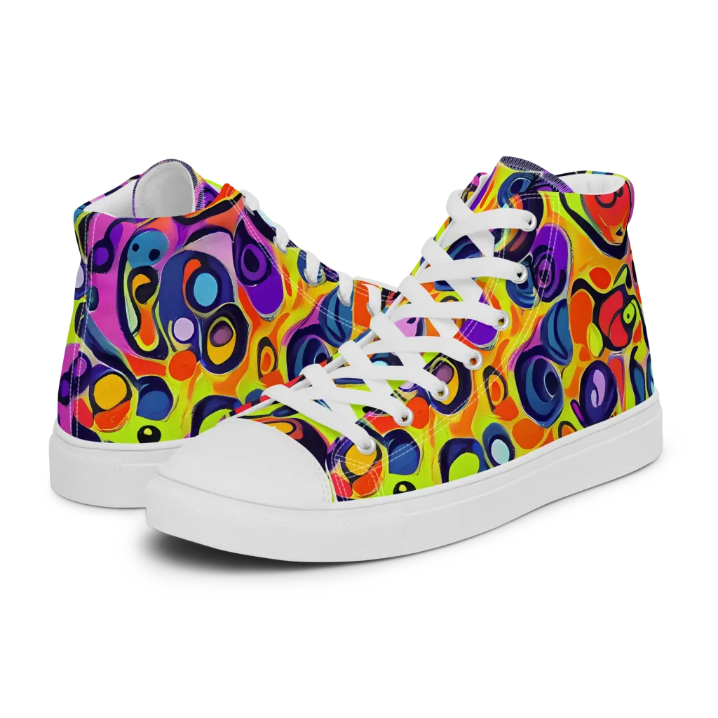 Psychedelic Pebbles on Women's High Top Canvas Shoes — Left