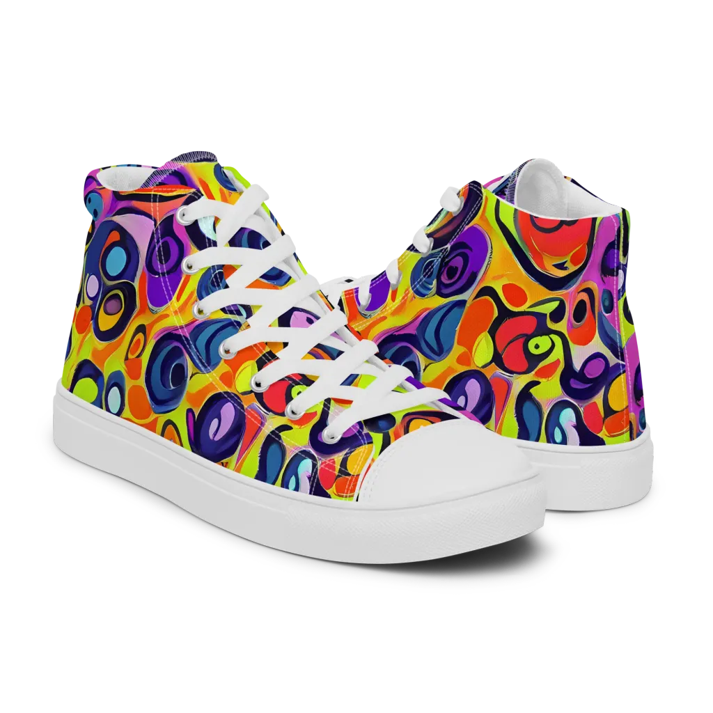Psychedelic Pebbles on Women's High Top Canvas Shoes — Right