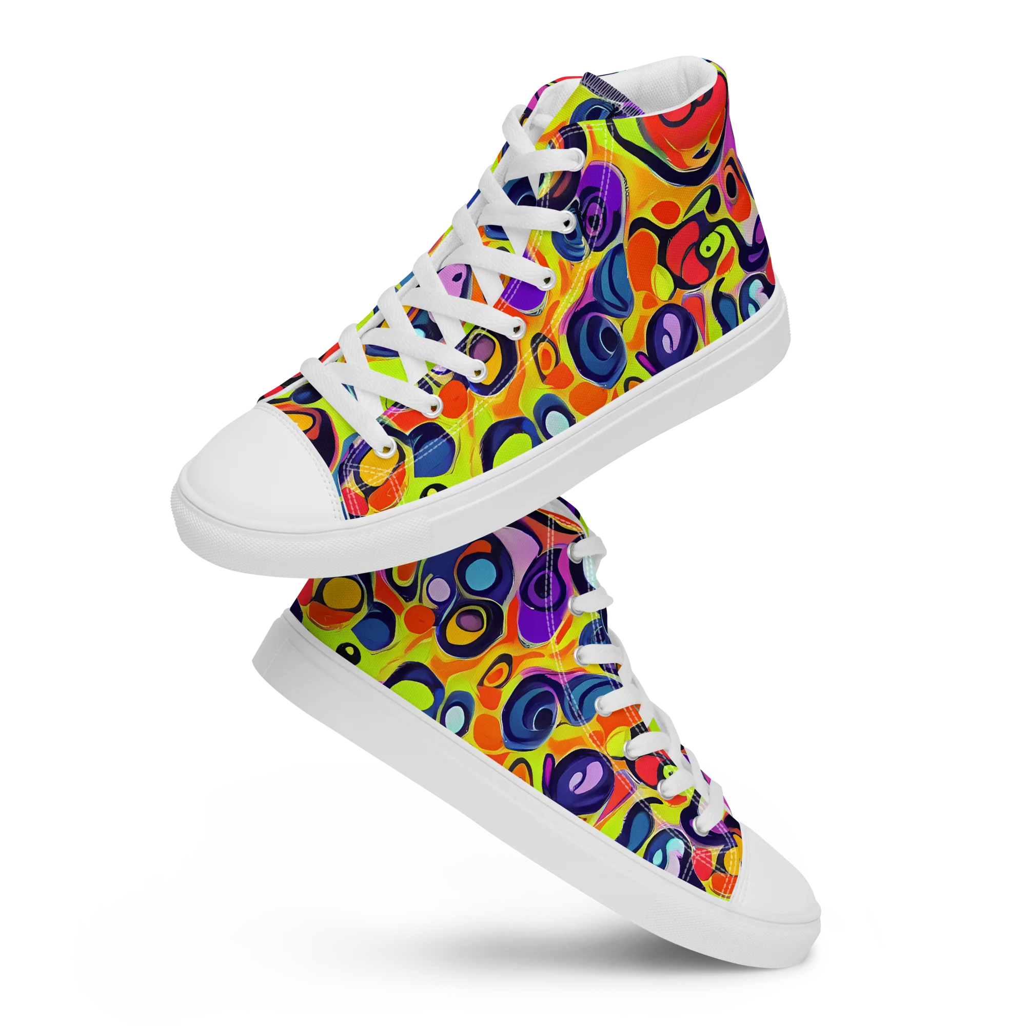 Psychedelic Pebbles on Women's High Top Canvas Shoes — Front