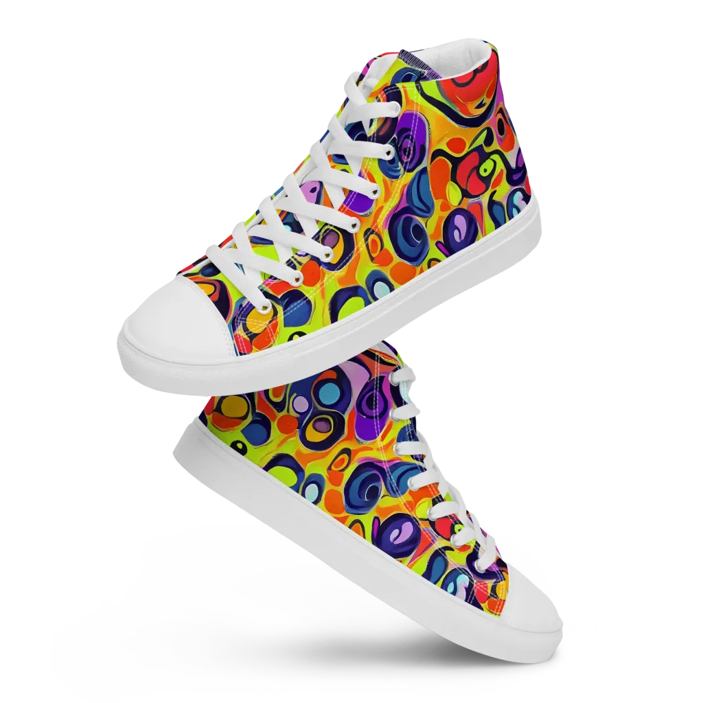 Psychedelic Pebbles on Women's High Top Canvas Shoes — Front